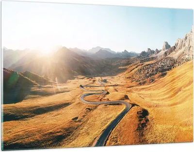 Produktbild von Bilder auf glas - Einteilig - Sonne Berge Weg - 120x80cm - Glasbilder - Wandbilder - Bilder - zum Aufhängen bereit - Wanddekoration aus Glas - Glas Bilder - Wandbild auf Glas - GAA120x80-4836