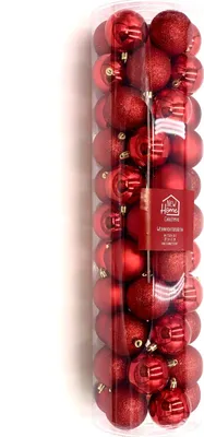 Image de Boules d'arbre de Noël rouges 55 pcs Décorations d'arbre de Noël