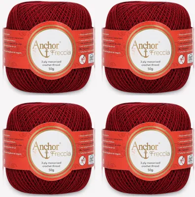 Zdjęcie produktu dla 4x Anchor Freccia 12 – bawełniana włóczka do szydełkowania i koronek (Color 00044)