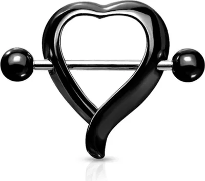 Produktbild von Brustwarzenpiercing „Herz“: Nippelpiercing Schild 316L Schwarz