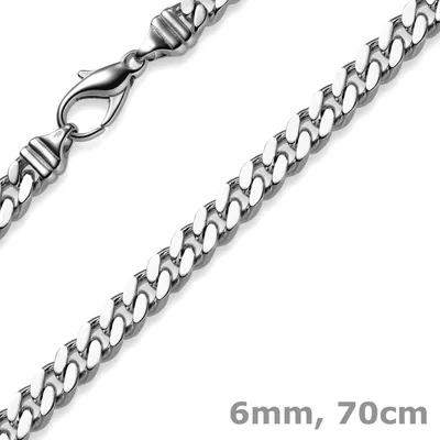 Produktbild von 6mm Panzerkette Kette Collier aus 750 Gold Weißgold massiv 70cm Goldkette Herren