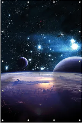 Produktbild von Wallario Outdoor-Poster für Garten oder Balkon, Motiv Planeten im Weltall, in ca. 120 x 180 cm