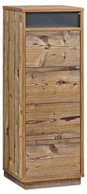 Produktbild von AILEENSTORE Kommode mit 4 Schubkästen, Klapp-Deckel & Dokumenten-Ablage mit Glasfenster - Schubladen-Turm - Push-To-Open Sideboard, Farbe:Fichte