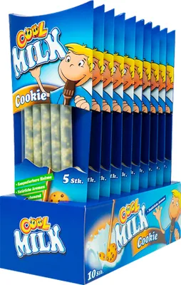 Image de Paille Cool Milk avec granulés et cookies 5er 30g 10er Pack