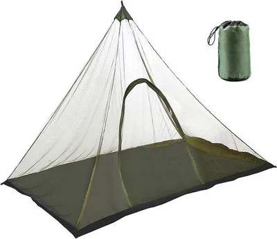 Productafbeelding van Famanu campingnet voor insectenbescherming - 220 x 120 x 100 cm, waterdicht, met rits, groen