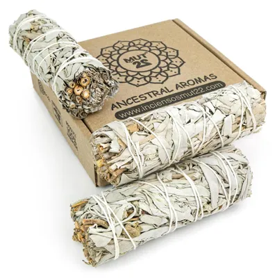 3er-Pack Räucherbündel Weißer Salbei Apiana, 10,5 cm