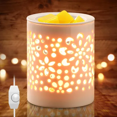 Keramische Duftlampe, elektrisch, für Wachs & Öle, mit Nachtlicht