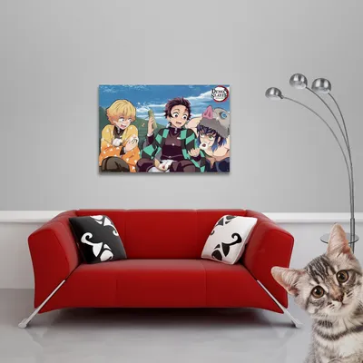 Produktbild von Demon Slayer - Poster - Tanjiro, Zenitsu, Inosuke + 1 Packung tesa Powerstrips® - Inhalt 20 Stück