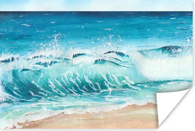 Produktbild von MuchoWow® Poster Golf - Strand - Aquarell 60x40 cm - Schlafzimmerdekoration