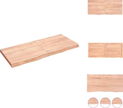 Obrázek produktu pro vidaXL Nástěnná police světle hnědá 140x60x(2-6) cm dubový masiv - Nástěnné police