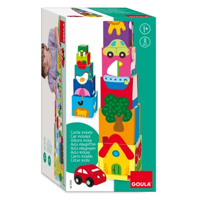 Produktbild von Goula - Pile - up Cubes Car, 1 Jahr(e), Karton, Holz, Mehrfarbig