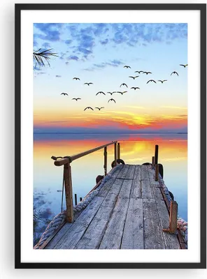 Produktbild von Gerahmtes Poster - Schwarzer Rahmen - Brücke See - 50x70 cm - Wand Bild - Wanddeko - Wandbilder - Kunstposter - Wandposter - Bilderrahmen - Bilder - Kunstdruck - Wandbild - P2BPA50x70-3818