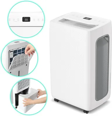 Image de Izrielar Déshumidificateur électrique 20-30m² 26L/jour Ecran LED Minuterie 24h Déshumidificateur salle de bain appartement Purificateur d'air
