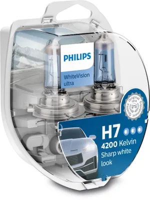 Immagine prodotto di Lampadine PHILIPS H7 12V 55W PX26d + W5W 12V W21x9,5d WhiteVision ultra, 4200K
