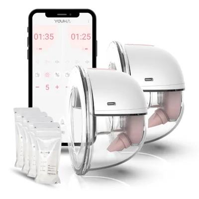 Zdjęcie produktu dla Youha - Podwójne laktatory bezprzewodowe Gen 2 z aplikacją, laktatory bezprzewodowe, bez BPA - 22 mm i 24 mm