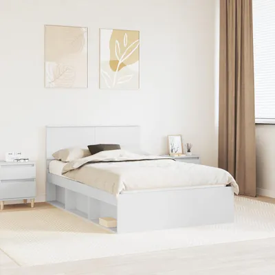 Zdjęcie produktu dla vidaXL Rama łóżka z wezgłowiem biała 120 x 190 cm lite drewno sosnowe