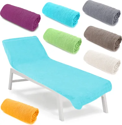 Produktbild von heimtexland ® Liegestuhlauflage Frottier Schonbezug Liege Strand Schwimmbad Sauna Hygiene Handtuch Frottee Typ772 Aqua
