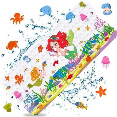 Immagine prodotto di Tappetino da bagno antiscivolo per bambini, 100 x 40 cm, senza BPA, lungo, lavabile in lavatrice