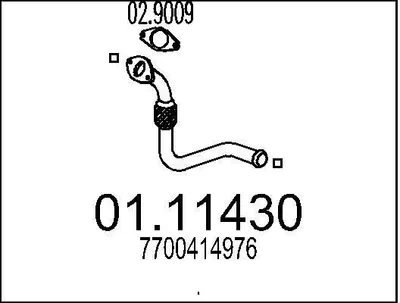 Produktbild von MTS Abgasrohr Auspuffrohr für RENAULT CLIO II (BB0/1/2, CB0/1/2) Vorne 01.11430