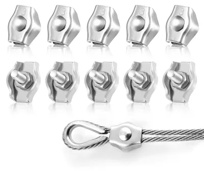 Stahlseil-Kabelklemmen M3, 10 Stück, Edelstahl 304, 3 mm