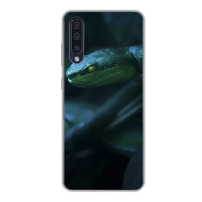 Produktbild von MuchoWow® Handyhülle Schutzhülle Hülle für Samsung Galaxy A50 Schlange - Makro - Holz Silikon Softcase Handy Hülle - Mobiltelefonhülle