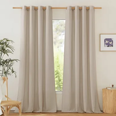 Immagine prodotto di Tende in lino semitrasparenti, color taupe, altezza 220 cm, larghezza 140 cm, confezione da 2
