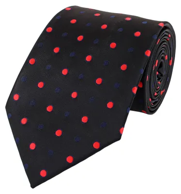 Produktbild von Fabio Farini - 1 Stück verschiedene Herren Krawatten - Schlips mit Punkten in 8cm Breite Breit (8cm), Schwarz (Dunkelblau, Rot)