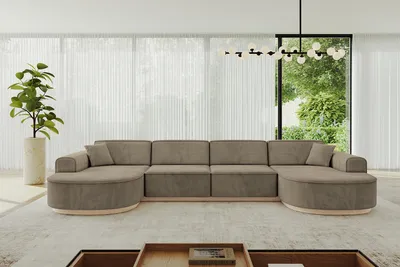 Produktbild von ALTDECOR Ecksofa in U-Form MARI-U2-v1 - 388x171x83 cm Braun - Corner Sofa Bett Eckcouch Couch L-Form Wohnlandschaft Cauchsofa
