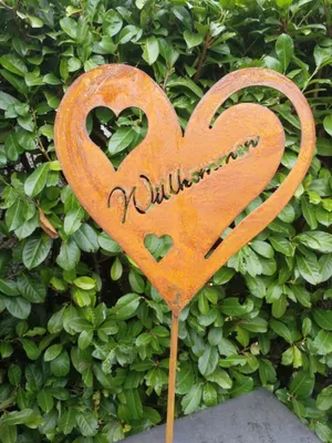 Produktbild von Edelrost Gartenstecker Herz Willkommen