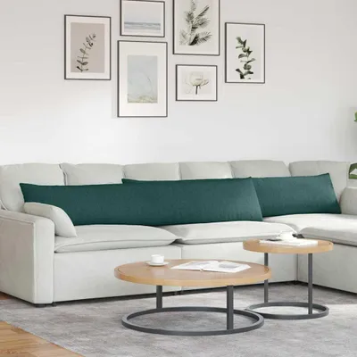 Produktbild von vidaXL Sofakissen 2 Stk. Stoff Dunkelgrün 200 x 40 cm