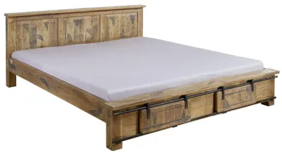 Produktbild von MASSIVMOEBEL24.DE Bett Mango 180x200 natur lackiert RAILWAY #142