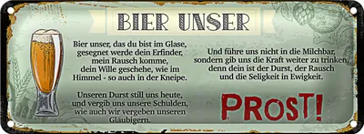 Produktbild von Blechschild Spruch 27x10cm Bier Unser Prost Schild