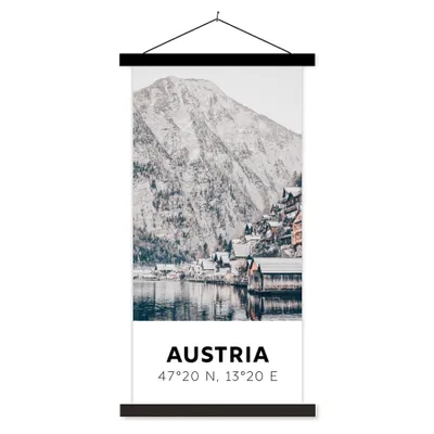 Produktbild von MuchoWow® Textilposter Österreich - Wasser - Berge - Alpen 60x120 cm mit schwarzem Rahmen - Magnete