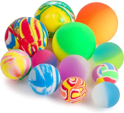 Productafbeelding van Flummis voor kinderen - Set van 12 - 3 maten - Gemengde kleuren - Springballen en kinderverjaardag - Rubberen ballen