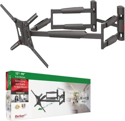Productafbeelding van Cm lange tv - Muurbeugel - 13-90 inch dubbele arm - Zwenkbaar - Volledige beweging - Luxe tv - Houder - Houdt tot 60 kg - Extra stabiel