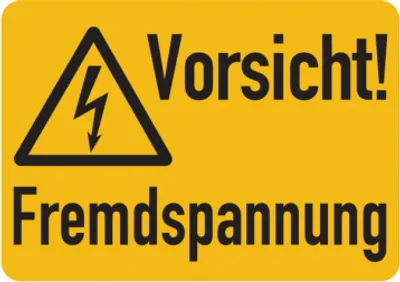 Produktbild von Dreifke® Warnschild, Vorsicht! Fremdspannung, Folie - ISO 7010 | Folie selbst...
