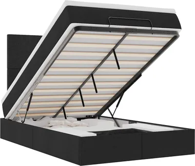 Immagine prodotto di vidaXL Ottoman letto con materasso nero 120x200 cm in tessuto