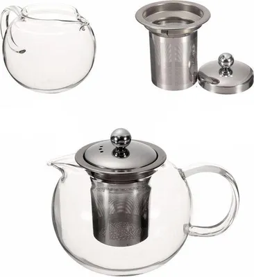 Image de 600/950/1300ml Inox transparent résistant à la chaleur Verre infuseur Théière - 1300ML