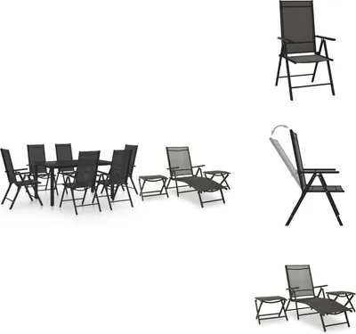 Image de vidaXL Ensemble de jardin 10 pièces noir et anthracite - Ensemble de meubles de jardin