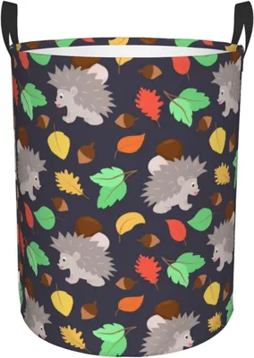 Productafbeelding van Wasmand met een egelmotief, speelgoedmand en wassorteerder voor kleding en wasgoed, 34 x 42 cm