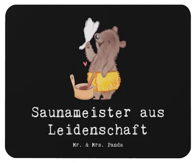 Produktbild von Mr. & Mrs. Panda Mauspad Saunameister Leidenschaft - Schwarz - Geschenk, Mouse Pad, mousematte, pc, Mousepad