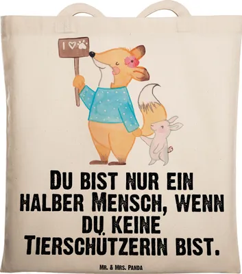 Produktbild von Mr. & Mrs. Panda Tote Bag Tierschützerin Herz - Transparent - Geschenk, Tasche, Beutel, Shopping, Einkaufstasche, Schultasche