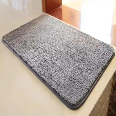 Produktbild von Badezimmerteppich rutschfest wasserabsorbierend weich flauschig 100 x 130 cm Hellgrau