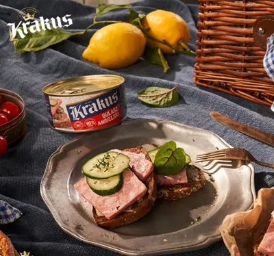 Produktbild von Krakus Schweinegulasch in dosen 6x 300g - Fleischkonserve Fertiggericht