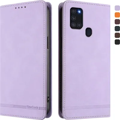 Obrázek produktu pro Pouzdro pro Samsung Galaxy A21S, retroPolyuretankožené flip pouzdro s stojánkem a přihrádkami na karty Fialový