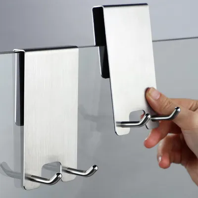 Produktbild von Haken Duschwand - Duschhaken ohne Bohren 2er Set mit Gummi Schutz | Halterung fš¹r Duschabzieher Handtš¹cher | fš¹r Glasst?rken von 6-12 mm