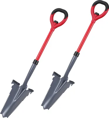Produktbild von Faziango 2 Stück Spaten mit Wurzelsäge Mehrzweckschaufel mit Schneidspitze ergonomischer Griff  für harte  Rot