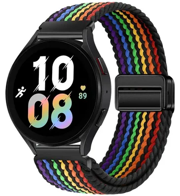 Immagine prodotto di Bracciale per smartwatch - Redmi Watch 3 Active - 22 mm - Chiusura magnetica - Tessuto in nylon intrecciato - Nero e arcobaleno
