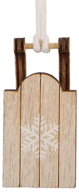 Zdjęcie produktu dla Clayre & Eef Świąteczna zawieszka – sanie, 3 x 2 x 6 cm, beżowe drewno