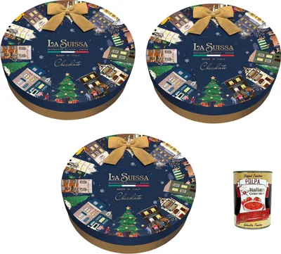 Produktbild von La Suissa Ghirlanda Packung mit Milch-, Zartbitter- und Karamellschokolade 3x450gr + Italian Gourmet polpa 400g